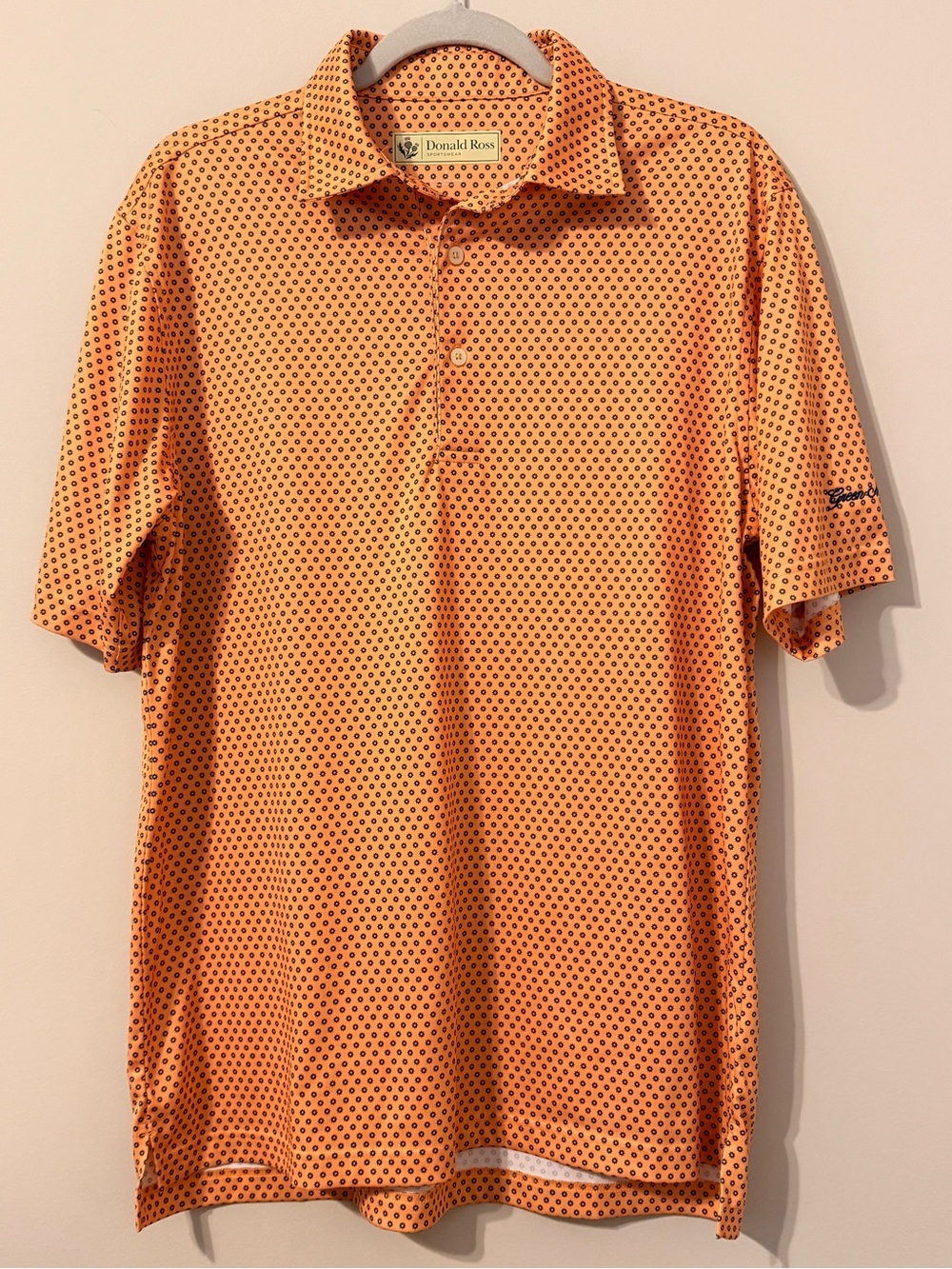 Donald Ross Men's Orange Patterned Performance Polo